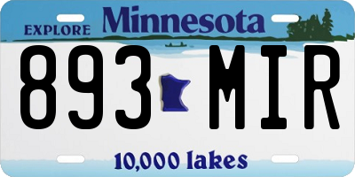 MN license plate 893MIR
