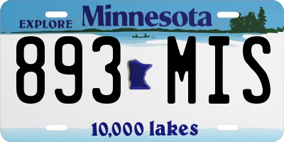 MN license plate 893MIS