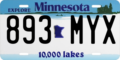 MN license plate 893MYX
