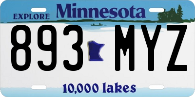 MN license plate 893MYZ