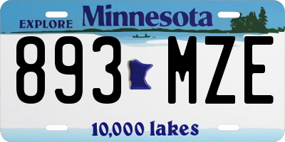 MN license plate 893MZE