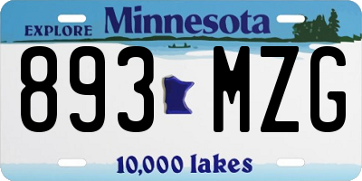 MN license plate 893MZG