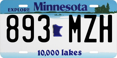 MN license plate 893MZH