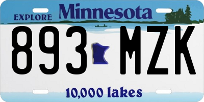MN license plate 893MZK