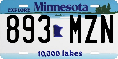 MN license plate 893MZN