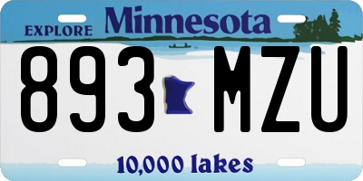 MN license plate 893MZU