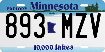 MN license plate 893MZV