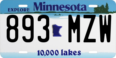 MN license plate 893MZW