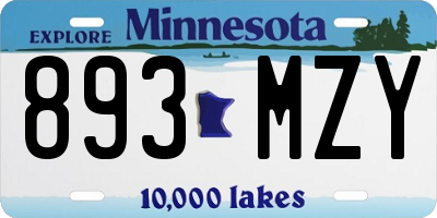 MN license plate 893MZY