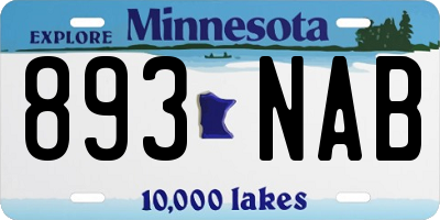 MN license plate 893NAB