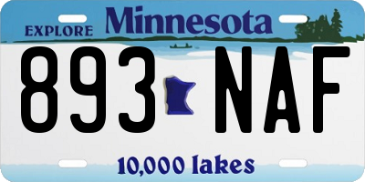 MN license plate 893NAF