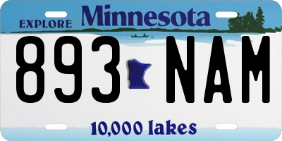 MN license plate 893NAM