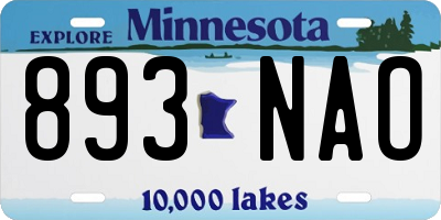 MN license plate 893NAO