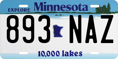 MN license plate 893NAZ