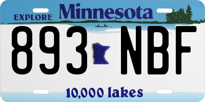 MN license plate 893NBF