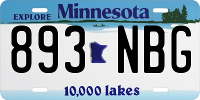 MN license plate 893NBG