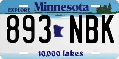 MN license plate 893NBK
