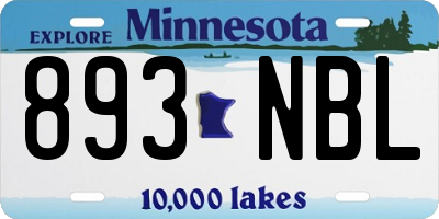 MN license plate 893NBL