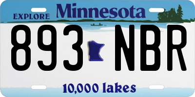 MN license plate 893NBR