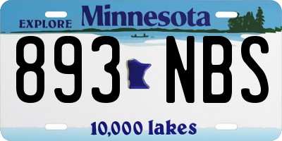 MN license plate 893NBS