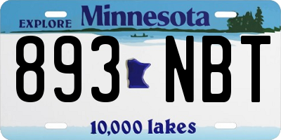 MN license plate 893NBT