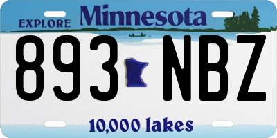 MN license plate 893NBZ