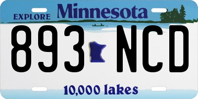 MN license plate 893NCD