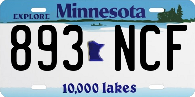 MN license plate 893NCF