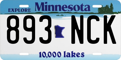 MN license plate 893NCK