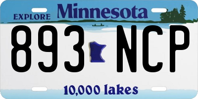 MN license plate 893NCP