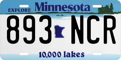 MN license plate 893NCR