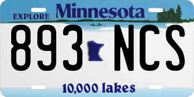 MN license plate 893NCS