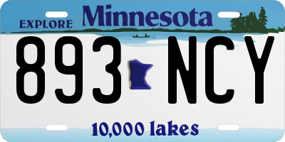 MN license plate 893NCY