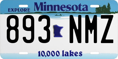 MN license plate 893NMZ