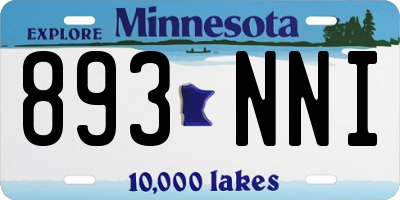 MN license plate 893NNI
