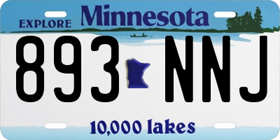 MN license plate 893NNJ