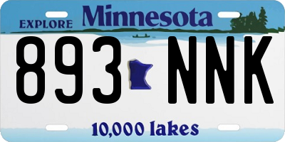 MN license plate 893NNK