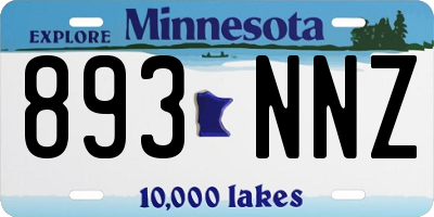 MN license plate 893NNZ