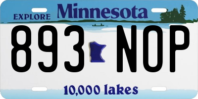 MN license plate 893NOP