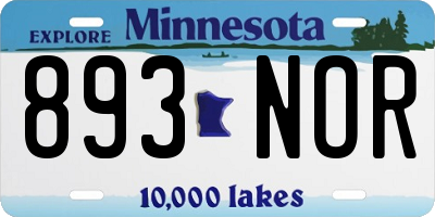 MN license plate 893NOR