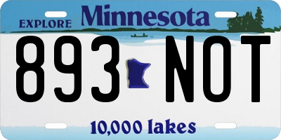 MN license plate 893NOT