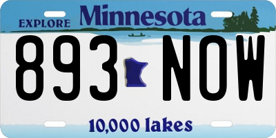 MN license plate 893NOW