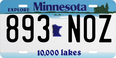 MN license plate 893NOZ
