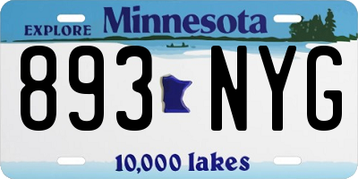MN license plate 893NYG