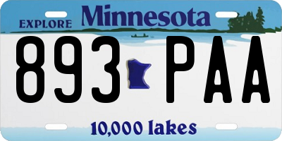 MN license plate 893PAA