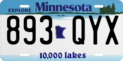 MN license plate 893QYX