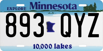 MN license plate 893QYZ