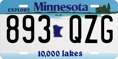 MN license plate 893QZG