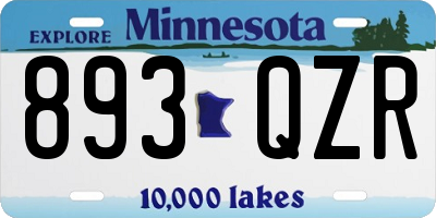 MN license plate 893QZR