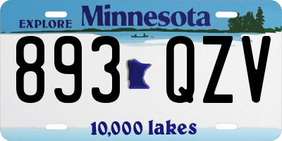 MN license plate 893QZV